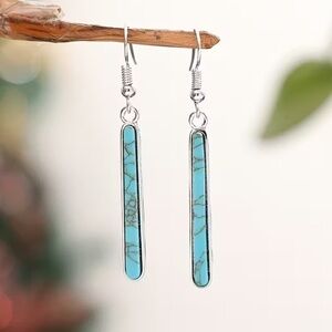 NEW Western Bar Dangle Earrings Silver color and Turquoise color Boutique